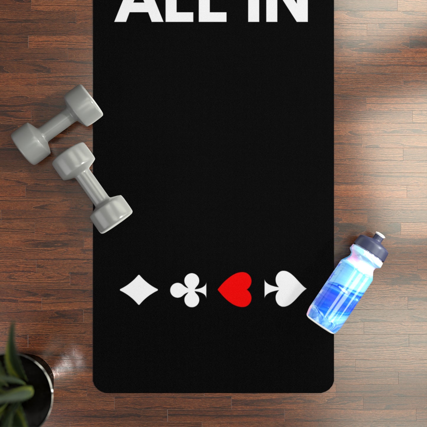 ALL IN Black Yoga Mat With Card Suits In Session