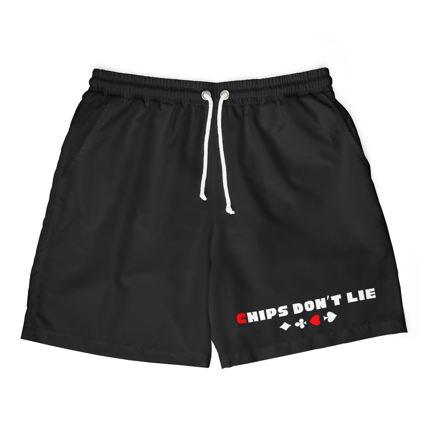 Chips Don't Lie Swim Trunks Black With Card Suits