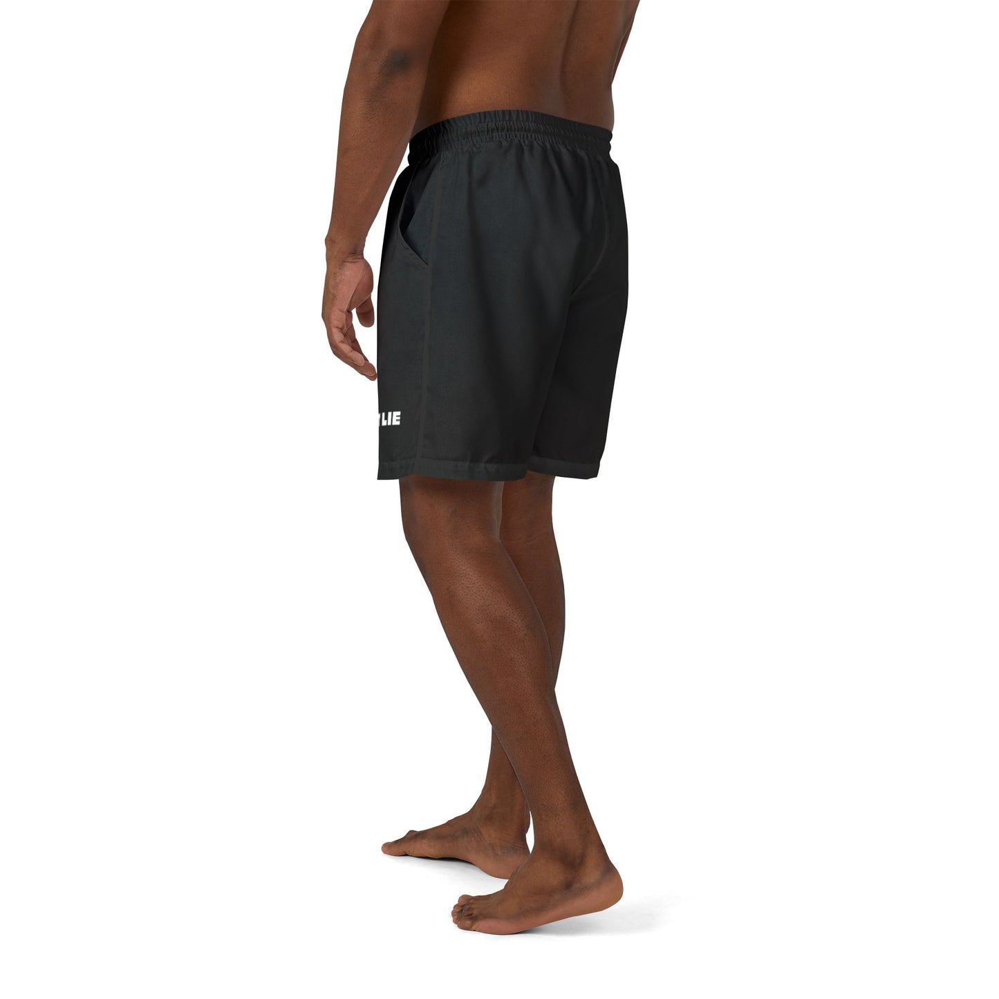 Chips Don't Lie Swim Trunks Black With Card Suits Male Model Side View