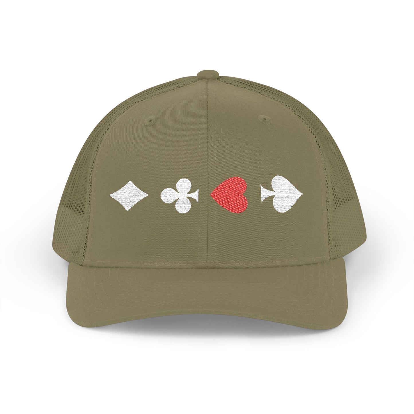 Khaki on Khaki Trucker cap Embroided Card suits