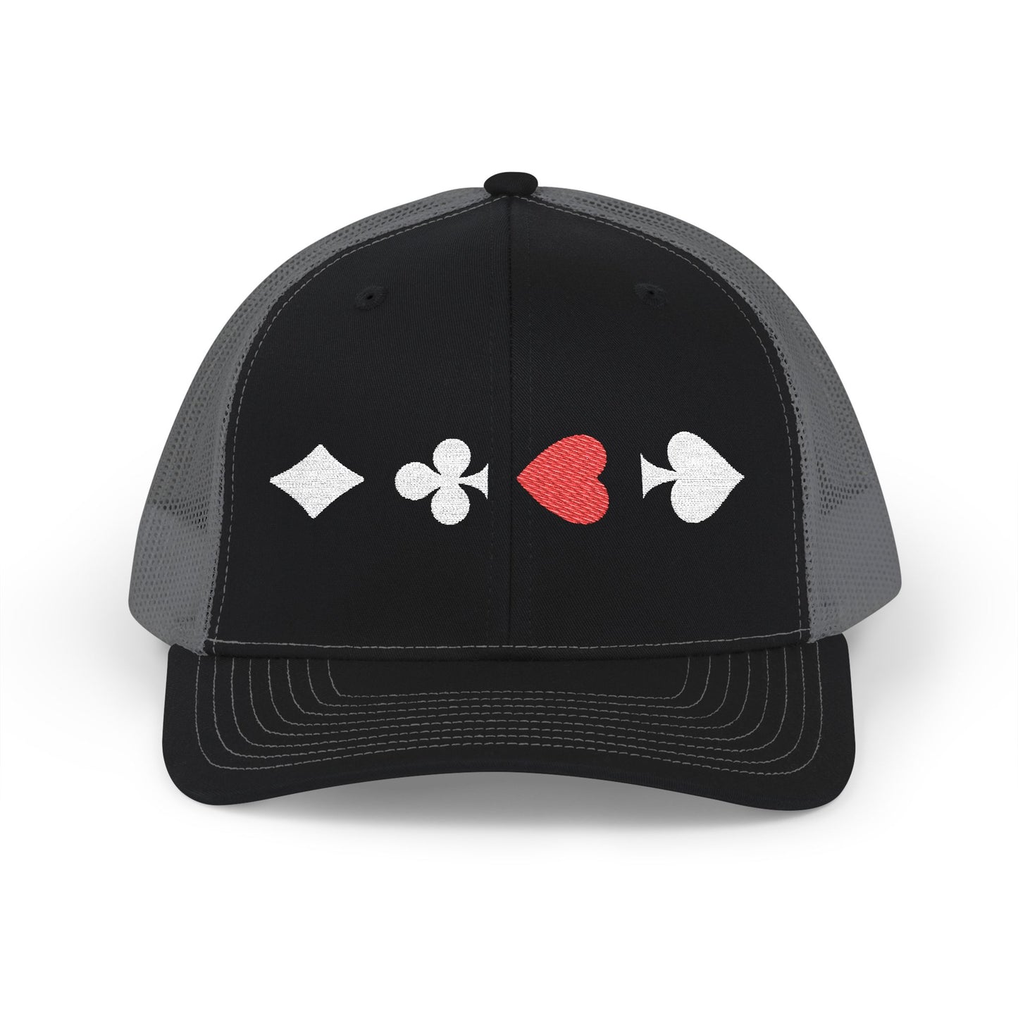 Black And Charcoal Trucker cap Embroided Card suits