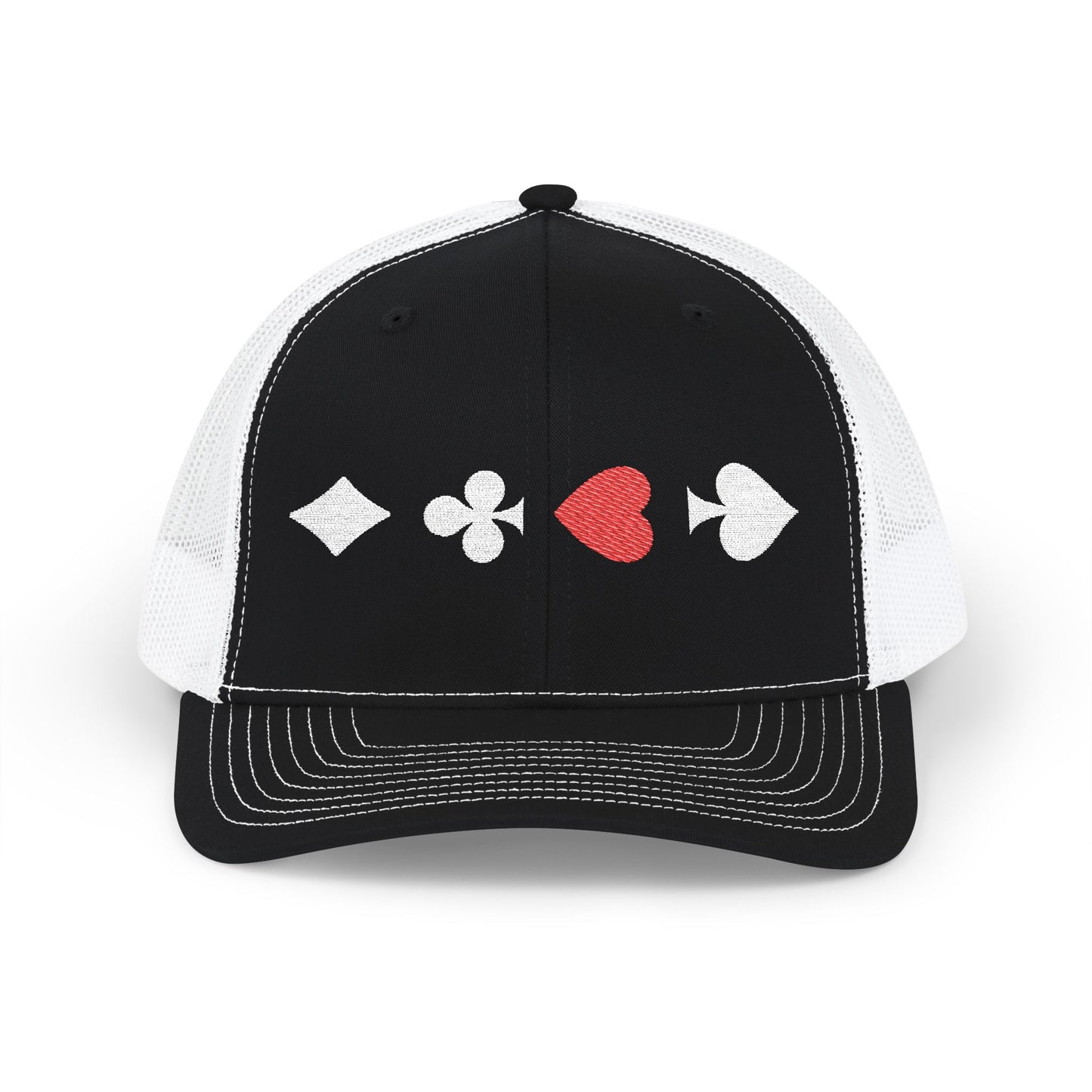 Black And White Trucker cap Embroided Card suits