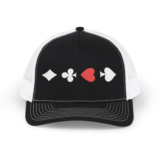 Black And White Trucker cap Embroided Card suits