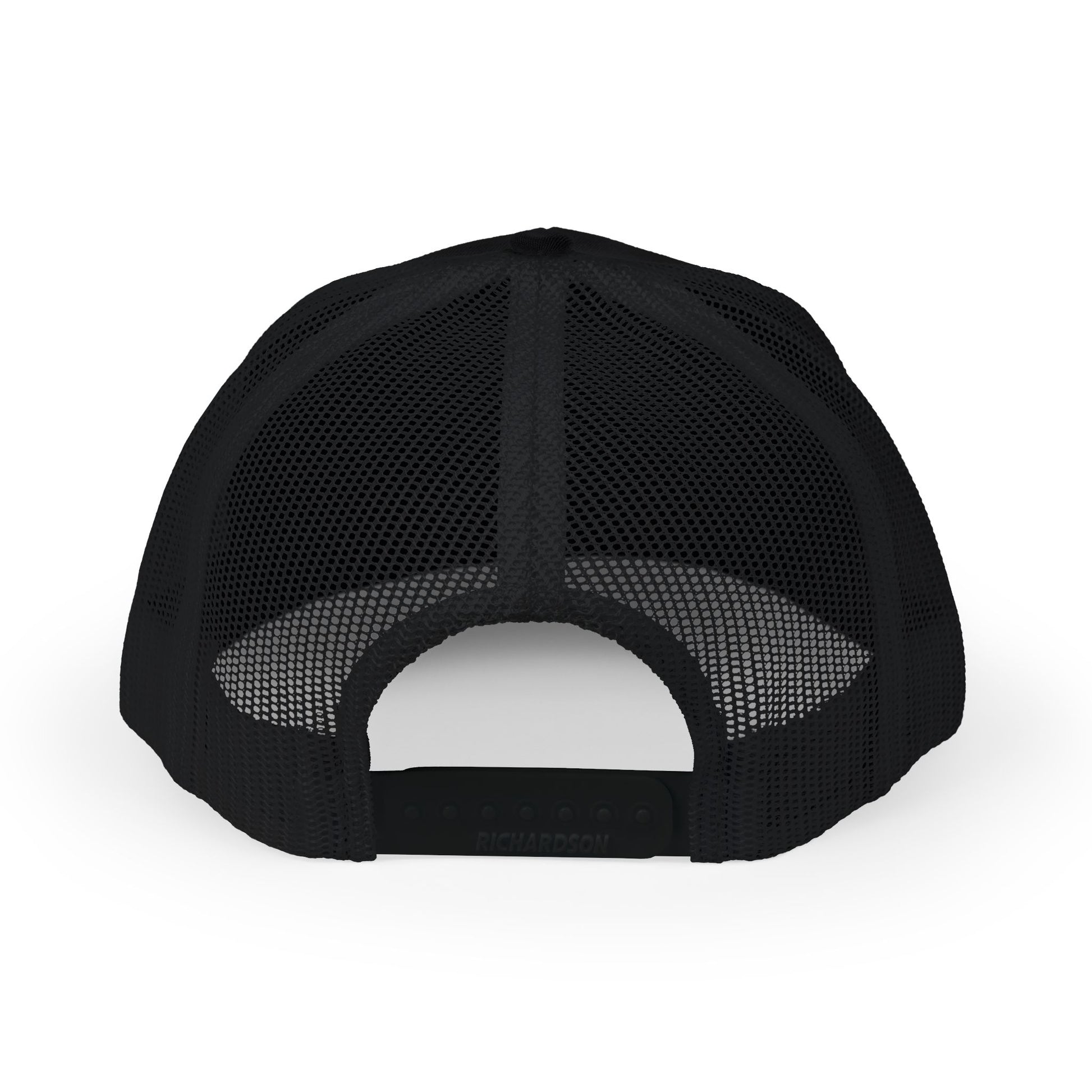 Black on Black Trucker cap Embroided Card suits backside