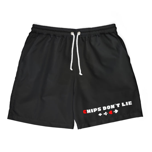Chips Don't Lie Swim Trunks Black With Card Suits