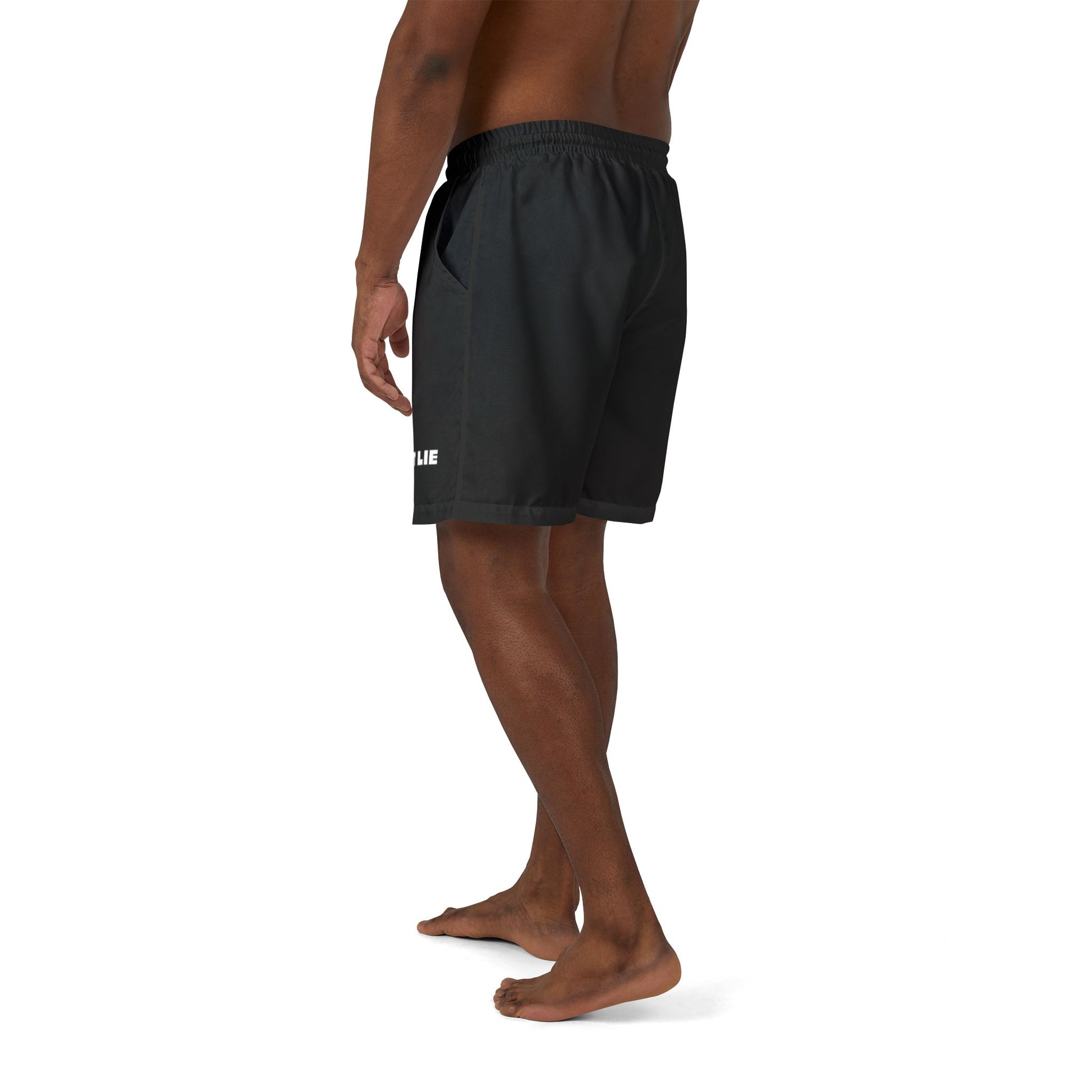 Chips Don't Lie Swim Trunks Black With Card Suits Male Model Side View