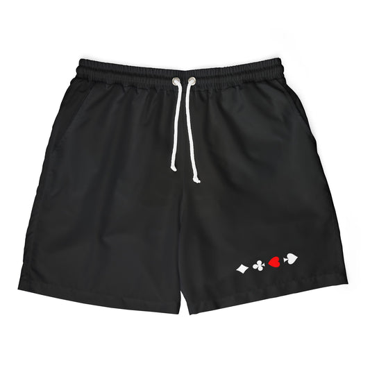 Contrast Series Swim Shorts Black With Card Suits Front