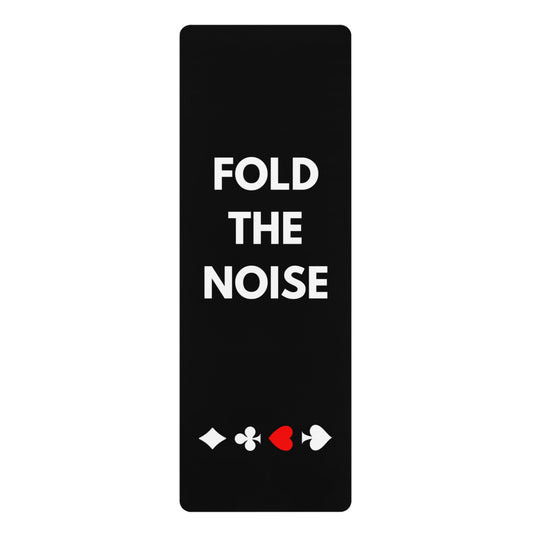 Fold The Noise. Black Yoga Mat With Card Suits
