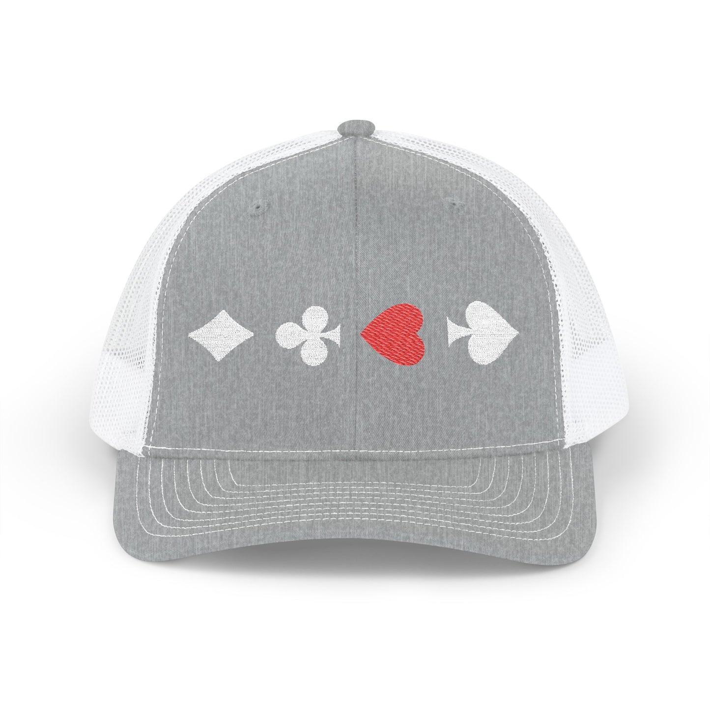 Grey And White Trucker cap Embroided Card suits