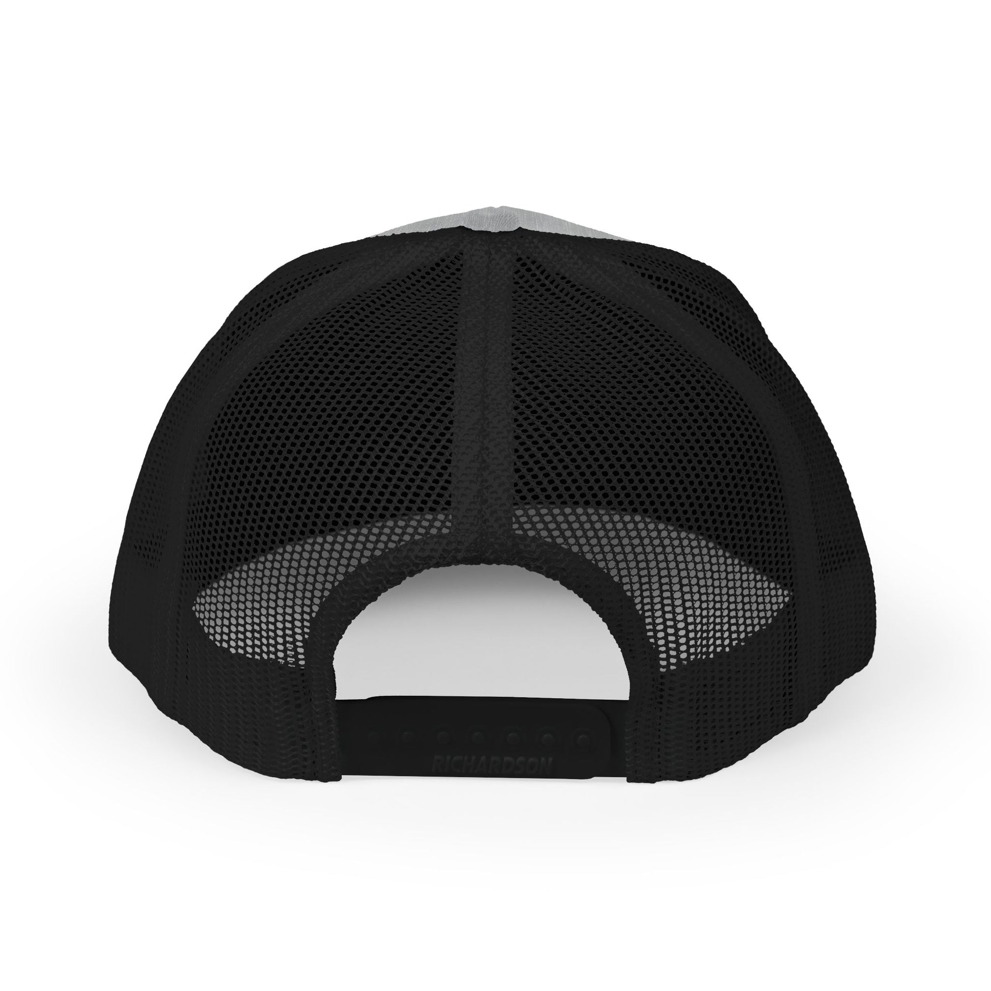 Grey on Black Trucker cap Embroided Card suits backside