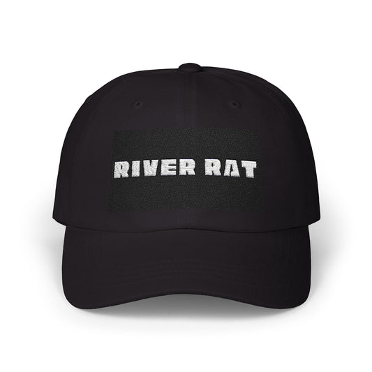 RIVER RAT Black Baseball Hat Front