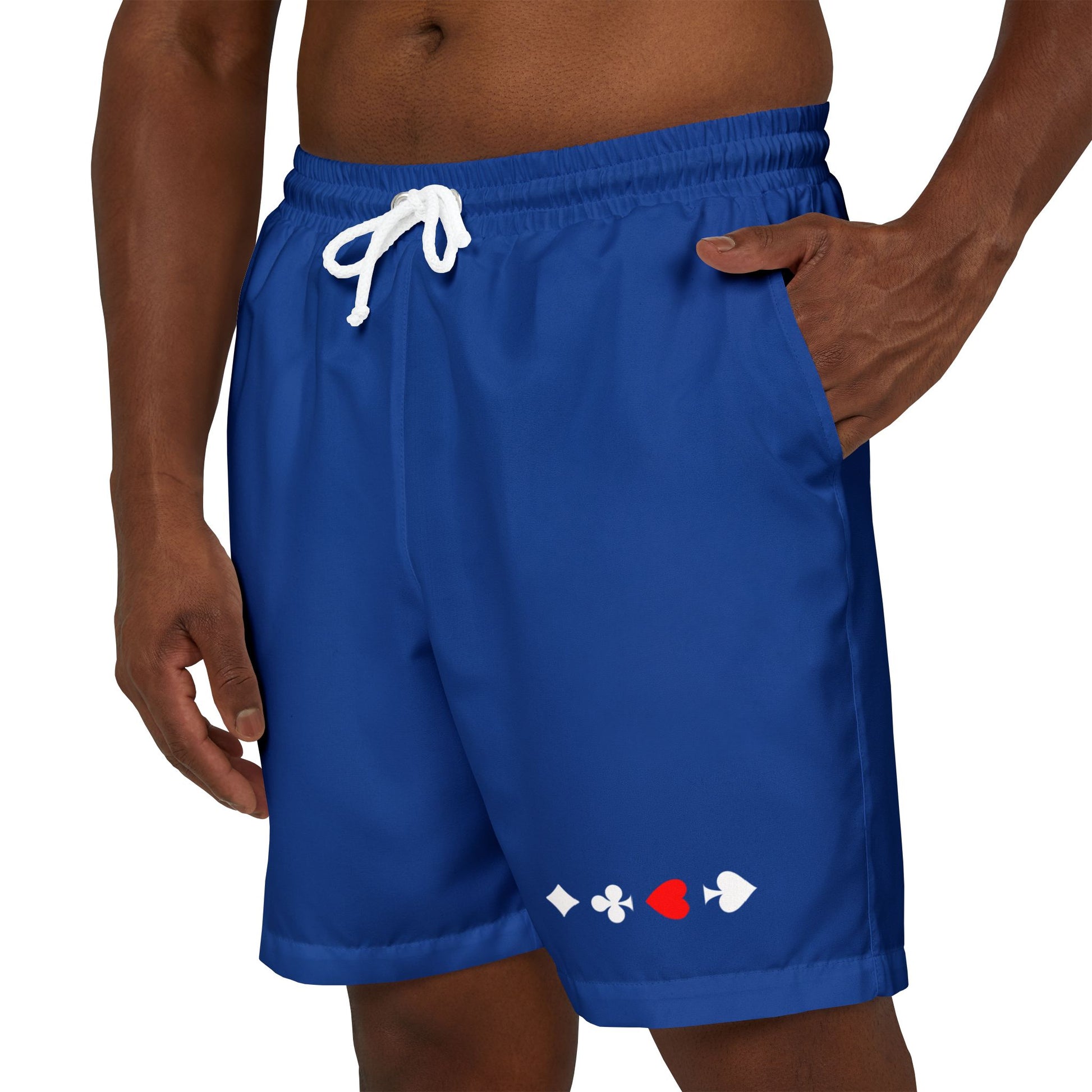 Swim Trunks Blue With Card Suits Male Model