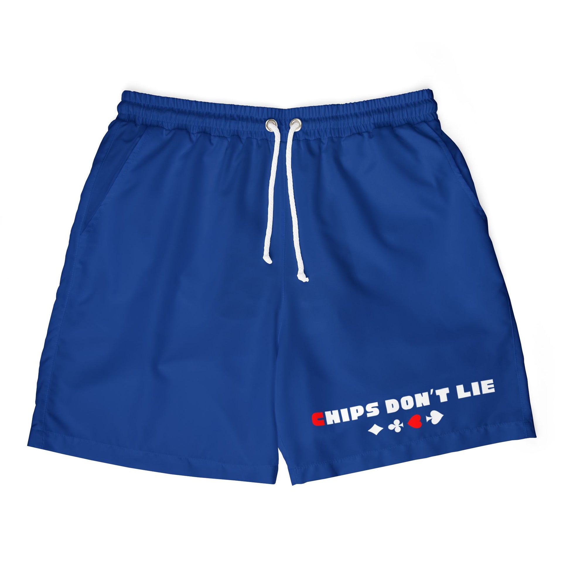 Swim Trunks Chips Don't Lie Blue With Card Suits Front
