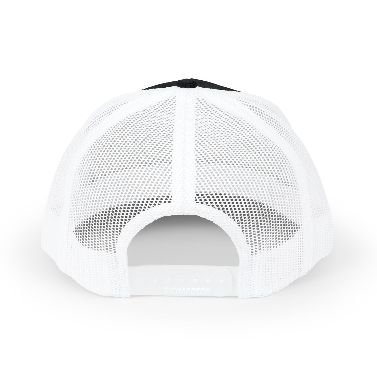 White on Black Trucker cap Embroided Card suits backside
